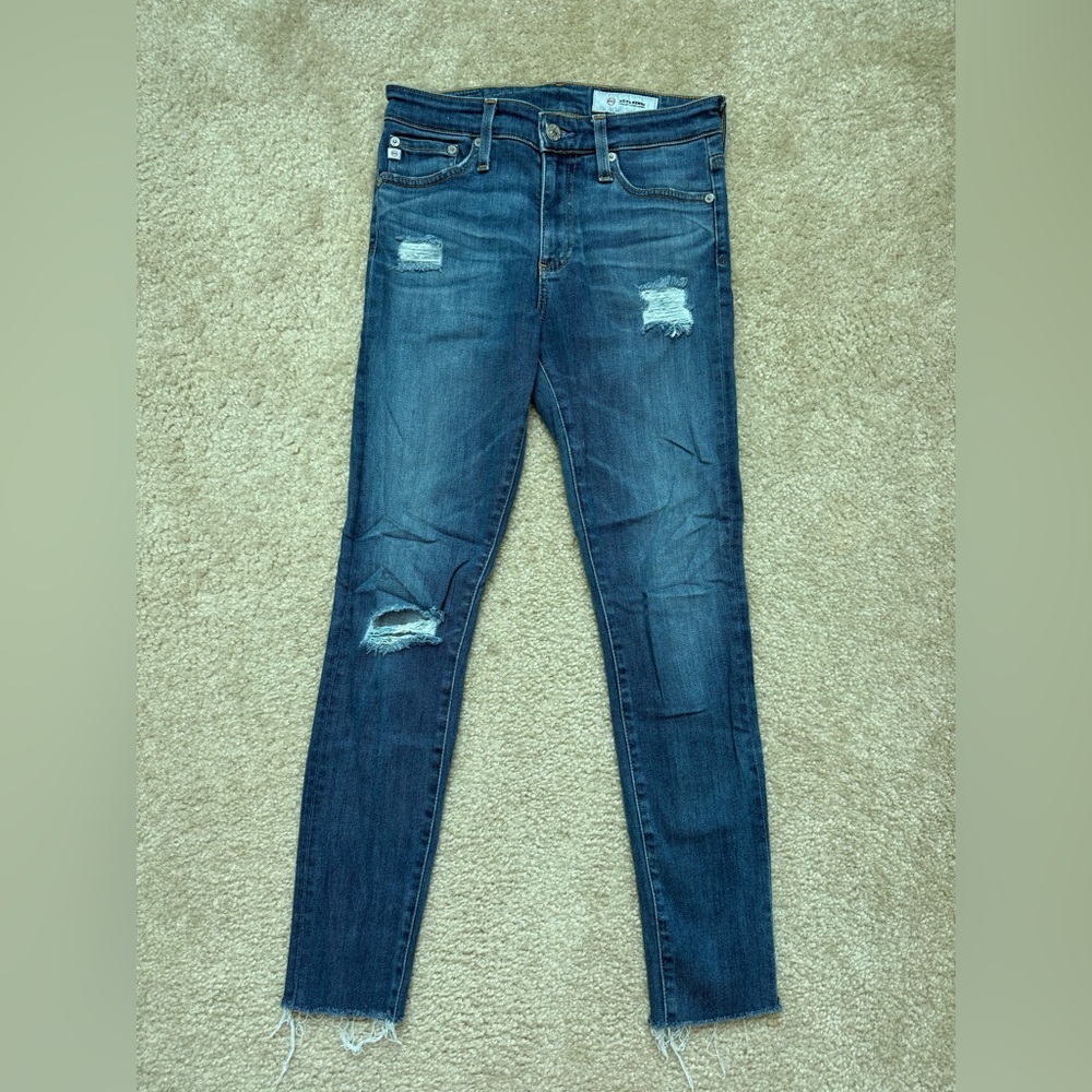 AG Adriano Goldschmied Distressed Blue Skinny Jeans